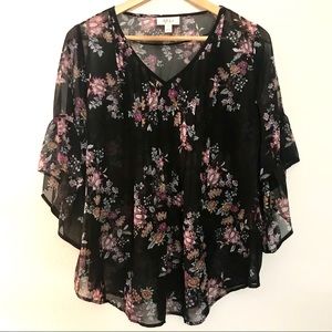 NEW Style & Co Floral Pintuck Blouse